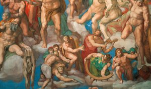 The Last Judgment Fresco af Det Sixtinske Kapel i Vatikanet, 1536-1541. af Michelangelo Buonarroti