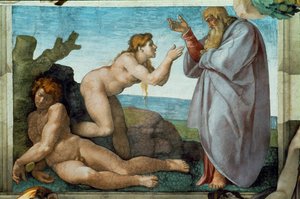 Det Sixtinske Kapel; loftsfresker efter restaurering (freske) af Michelangelo Buonarroti