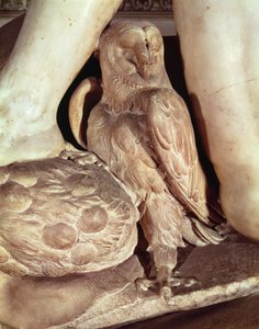 Giuliano de Medicis grav 1478-1516 detalje af uglen under nattens ben, 1520 marmor