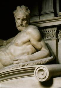 Twilight-allegorien. Graven af Laurent II af Medicis. Marmorskulptur 1531 af Michelangelo Buonarroti