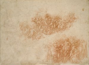 The Worship of the Brazen Serpent, 1500-tallet af Michelangelo Buonarroti