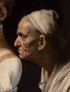 Detalje af tjener fra Judith og Holofernes, 1599 af Michelangelo Merisi Caravaggio