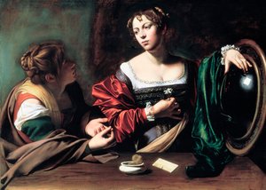 Martha og Maria Magdalene, ca. 1598 af Michelangelo Merisi Caravaggio