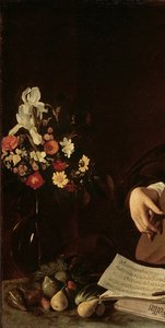 Lutespilleren, ca. 1595 (detalje af 2639693) af Michelangelo Merisi Caravaggio