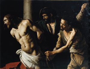 Kristi flagellering eller piskingen ved søjlen (olie på lærred af Michelangelo Merisi da Caravaggio