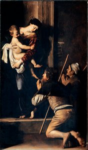 Madonna dei Pellegrini også kendt som Madonna di Loreto (Madonna des Pelerins eller Madonna de Lorette). Maleri af Michelangelo Merisi dit Il Caravaggio (The Caravaggio) (1571-1610) 1603-1605 Dim.260x150 cm Rom, Sant 