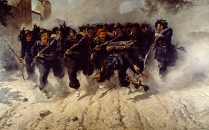 Bersaglieri Charge at Porta Pia, af Michele Cammarano (1835-1920), olie på lærred, 290x472 cm