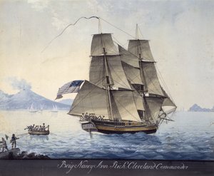 Brig Nancy Ann of Salem forlader Napoli, ca. 1810 (akvarel på papir)