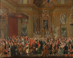 "Ferdinand IV tages i ed som konge af Napoli". af Michele Foschini