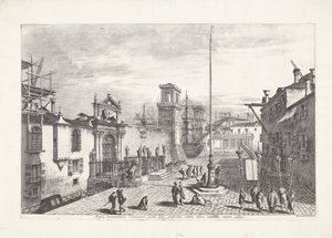 Porta Magna van het Venetiaans Arsenaal De to porte til det store arsenal i Venedig (...) (titel på objektet) Gezichten op Venetië (serietitel) Storslået og udvalgt udsigt over byen Venedig (serietitel)