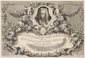 Udsigt over Venedig: Frontispice - Titelside, 1741. af Michele Marieschi
