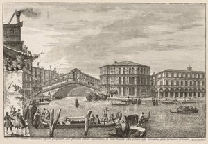 Udsigt over Venedig: Rialto-broen og markedet, 1741. af Michele Marieschi