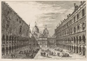 Udsigt over Venedig: Hertugpaladsets gårdhave af Michele Marieschi