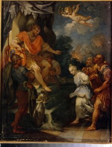 Martyr foran prokonsulen. (Forfølgelse af kristne i Romerriget). Maleri af Michele Rocca (cirka 1670-cirka 1751), olie på lærred. Italiensk kunst (Parma), slutningen af ​​det 17.-18. århundrede, barokkunst. Statens museum for udenlandsk kunst i Republikken