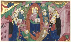 Fragment af en historisk initial fra en korbog: Kristus i majestæt, ca. 1400. af Michelino Molinari da Besozzo