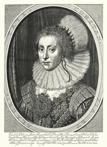 Elizabeth Stuart, dronning af Bøhmen (gravering) af Michiel Jansz. van (after) Miereveld