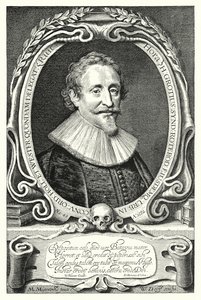 Hugo Grotius, hollandsk jurist, teolog; filosof og forfatter (gravering) af Michiel Jansz. van (after) Miereveld