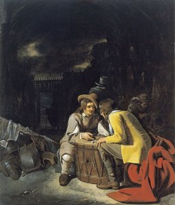 Soldater, der spiller terninger