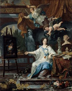 Allegorisk portræt af en kvinde, sandsynligvis Rachel Ruysch (1664-1750) af Michiel van Musscher