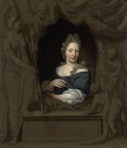 Portræt af Eva Visscher, Michiel van Musschers hustru af Michiel van Musscher