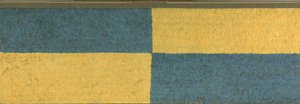 Panel med rektangler af blåt og gult fjerværk, ca. A.D.650-850 (fjer (blå og guld ara), bomuldsklud og camelidfiberdug) af Middle Horizon Epoch 2A