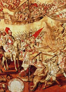 Erobring af Mexico, en af en serie på 24 paneler