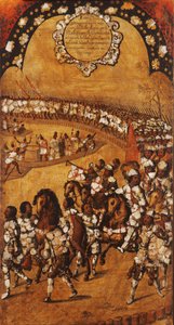 Erobringen af Mexico, Panel IX, ca. 1696-1715 (maling på træ)