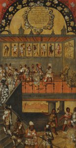Erobringen af Mexico, Panel XII, ca. 1696-1715 (maling på træ) af Miguel Gonzalez