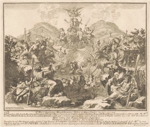 Seconda Macchina for Kina af 1738: Bacchus og Ceres triumf af Miguel de Sorellò, after Carl Marcus Tuscher