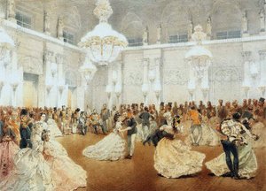 Bal i Koncertsalen i Vinterpaladset under det officielle besøg af Nasir al-Din Shah i maj af Mihaly von Zichy