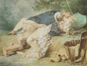 Elskere i en park, 1865 af Mihaly von Zichy