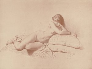Studie af en tilbagelænet kvindelig nøgen, 1885 af Mihaly von Zichy