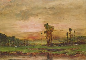 Aftenlandskab med en flok kvæg nær Jouy-en-Josas, 1881