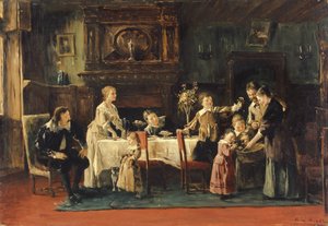 Besøger den nye baby, 1800-tallet