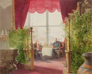 Morgenmad af kejser Alexander II og William I i Vinterpaladset, 1873. af Mihály Zichy