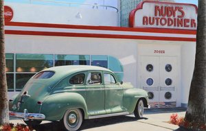 West coast diner (olie på panel) af Mike Briscoe