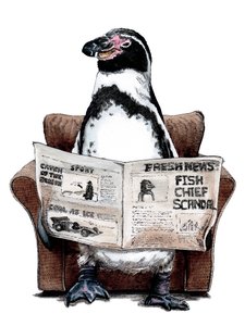 Retirement Penguin on White, 2020 af Mike Davis