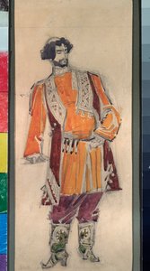 Mandligt forberedende kostume til operaen "Tsarens brud"" af Nicholas (Nikolai) Rimsky Korsakov (Rimsky-Korsakov) (1844-1908) (Kostumedesign til operaen zarens brud af N Rimsky Korsakov (Rimsky) -Korsakov) - Mikhail Alexanders værk af Mikhail Aleksandrovich Vrubel