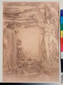 Illustration pour le poeme Prophete de Alexandre Pouchkine (1799-1837) (illustration til digtet Prophet af A Pushkin) - Tegning af Mikhail Alexandrovich Vrubel (Vrubel) (1856-1910), sangvinsk på papir af Mikhail Aleksandrovich Vrubel