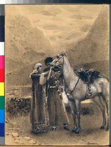 Farvel fra Zara og Ismail-illustration af digtet "" Izmail-Bey "" (Izmail Bey) af Mikhail Lermontov (1814-1841) -Work af Mikhail Alexandrovich Vrubel (Vroulebel) (1856-1910) af Mikhail Aleksandrovich Vrubel