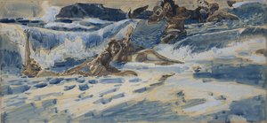Spiller najader og tritoner, 1896-1898 af Mikhail Aleksandrovich Vrubel