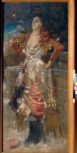 Portræt af danseren og skuespillerinden Caroline (Carolina) Otero, kendt som La Belle Otero (1868-1965). Courtesane fra Belle Epoque. Værk af Mikhail Alexandrovich Vrubel (Vrubel) (1856-1910), pastel på lærred af Mikhail Aleksandrovich Vrubel
