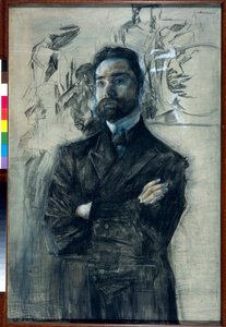 Portræt af digteren Valeri Iakovlevitch Brioussov (1873-1924) - Oeuvre af Mikhail Alexandrovich Vrubel (Vroubel) (1856-1910) af Mikhail Aleksandrovich Vrubel