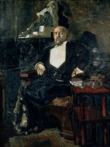Portræt af Savva Mamontov, grundlæggeren af den første private opera af Mikhail Aleksandrovich Vrubel