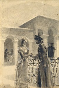 Prinsesse Mary og Grushnitsky. Illustration til romanen A Hero of Our Time af Mikhail Lermontov, 1891 af Mikhail Aleksandrovich Vrubel