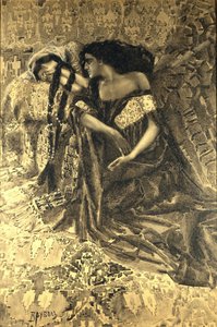 Tamara og Dæmon. Illustration til digtet Dæmonen af Mikhail Lermontov, 1890-1891