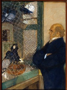 Charles Darwin (1809-1882) i dueslaget ved Downe (England) (C. Darwin i dueslaget i Downe). Værk af Mikhail Dmitrievich Ezuchevsky (1880-1928), pastel på pap