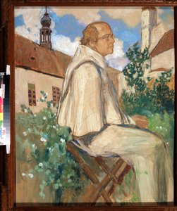 ""Portræt af Johann Gregor Mendel (1822-1884), tjekkisk munk og botaniker, grundlægger af genetik"" Maleri af Mikhail Dmitrievich Ezuchevsky (1880-1928) 1926 State Darwin Museum, Moskva