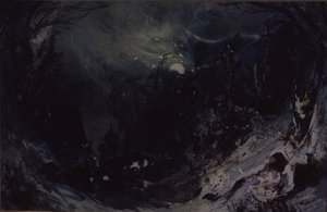 Scenedesign til operaen The Power of the Fiend af A. Serov, 1871 af Mikhail Ilyich Bocharov