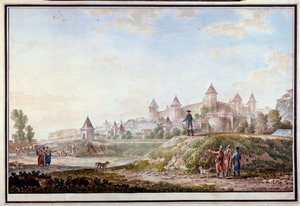 Udsigt over fæstningen Tighina ved Bendery i Moldavien - Akvarel på papir af Mikhail Matveevich Ivanov (1758-1823) af Mikhail Matveevich Ivanov